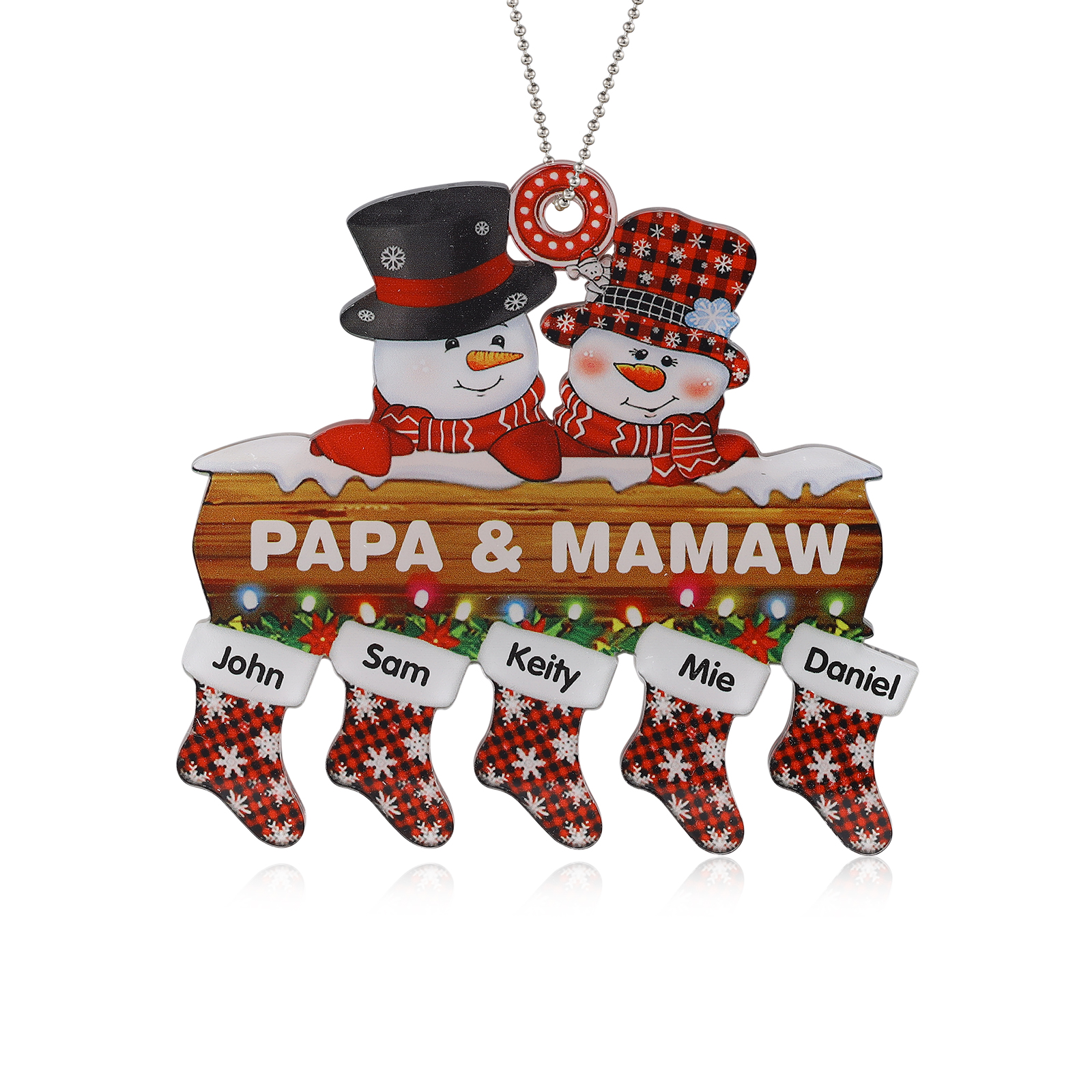 Navidad-Ornamentos Navideños de Acrílico Muñecos de Nieve 5 Nombres con Texto Personalizados