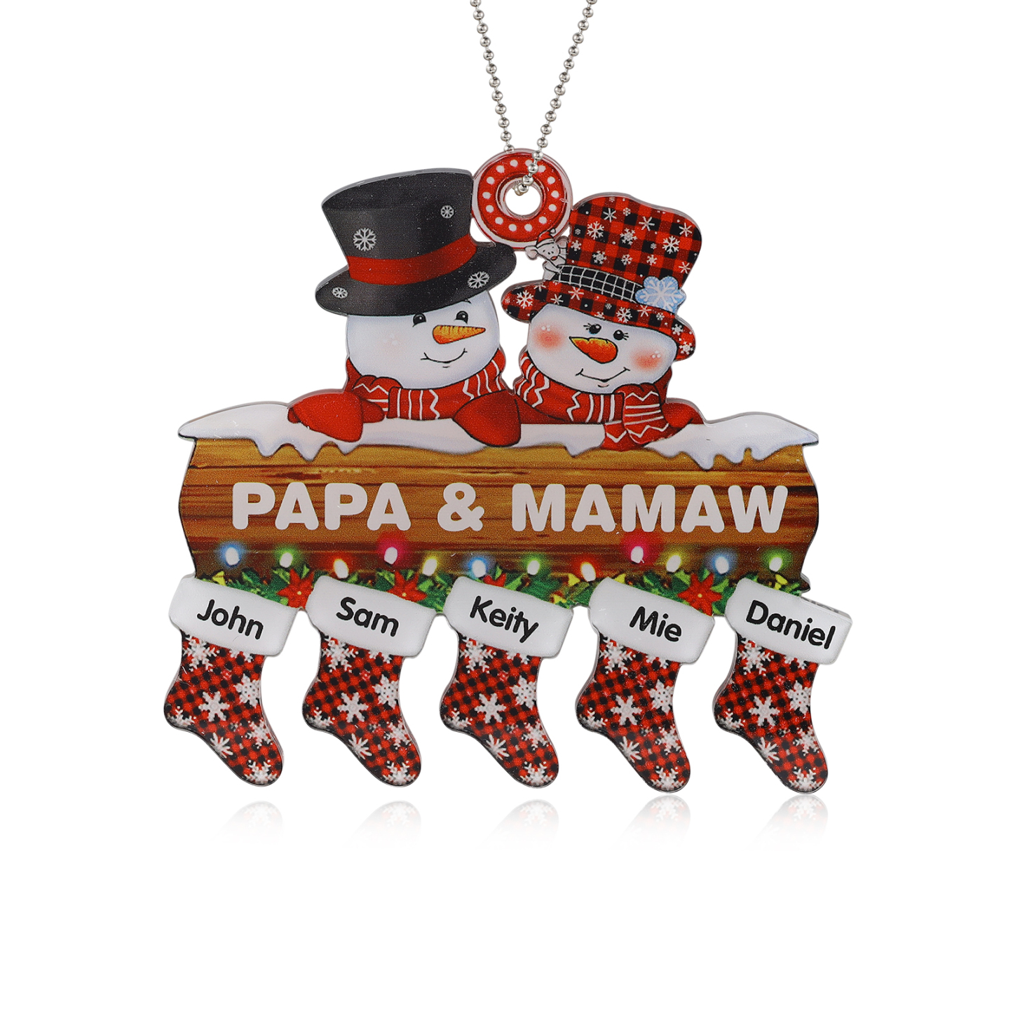 Navidad-Ornamentos Navideños de Acrílico Muñecos de Nieve 5 Nombres con Texto Personalizados