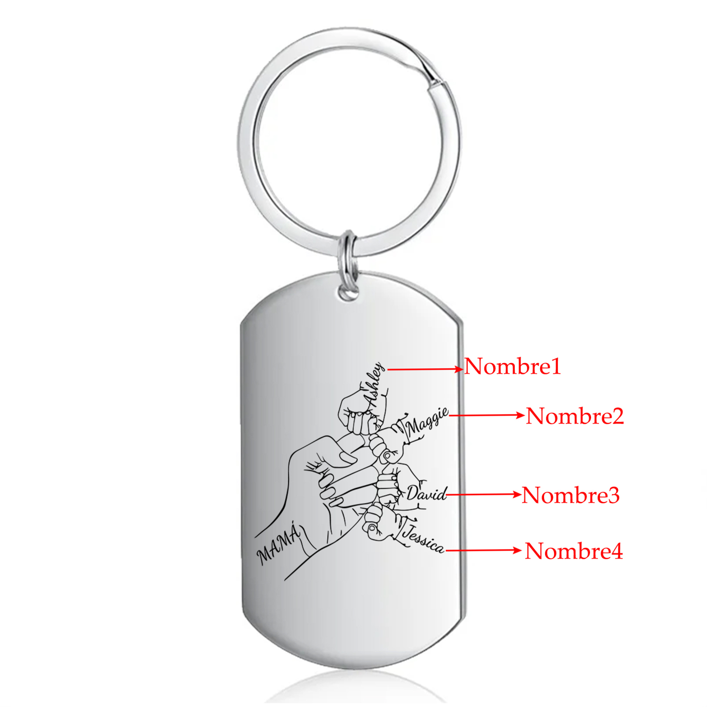 A mi mamá-Llavero 1-4 Nombres Personalizados "PUÑO CON PUÑO"-Jessemade ES