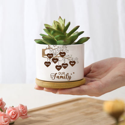 Florero con base de cerámica árbol de corazones 2-8 nombres personalizados con texto decoración del hogar-Jessemade ES