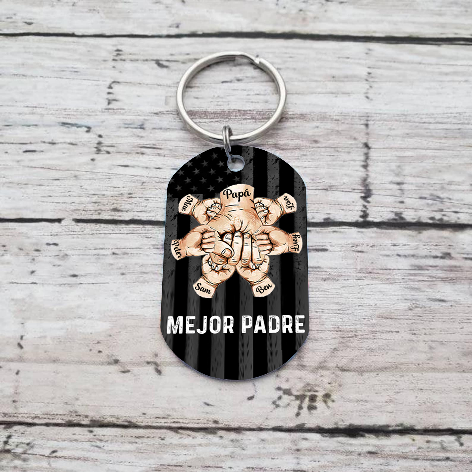 A mi papá-Llavero 1-7 Nombres Personalizados Puño con Puño-Jessemade ES