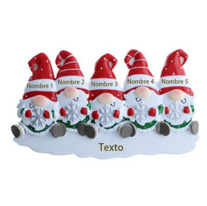 Ornamento navideño de resina 5 nombres y 1 texto personalizados de la familia adorno del árbol