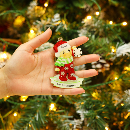 Navidad-Bebé Ornamento Navideño 1 nombre y texto personalizados