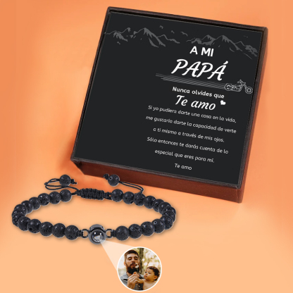 A mi papá-Pulsera de perlas con proyección de foto en color para hombre-Jessemade ES