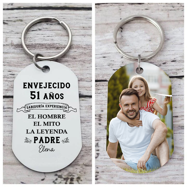 Al cumpleaño de papá-Llavero Personalizado EL HOMBRE EL MITO LA LEYENDA Nombre, Número y Foto-Jessemade ES