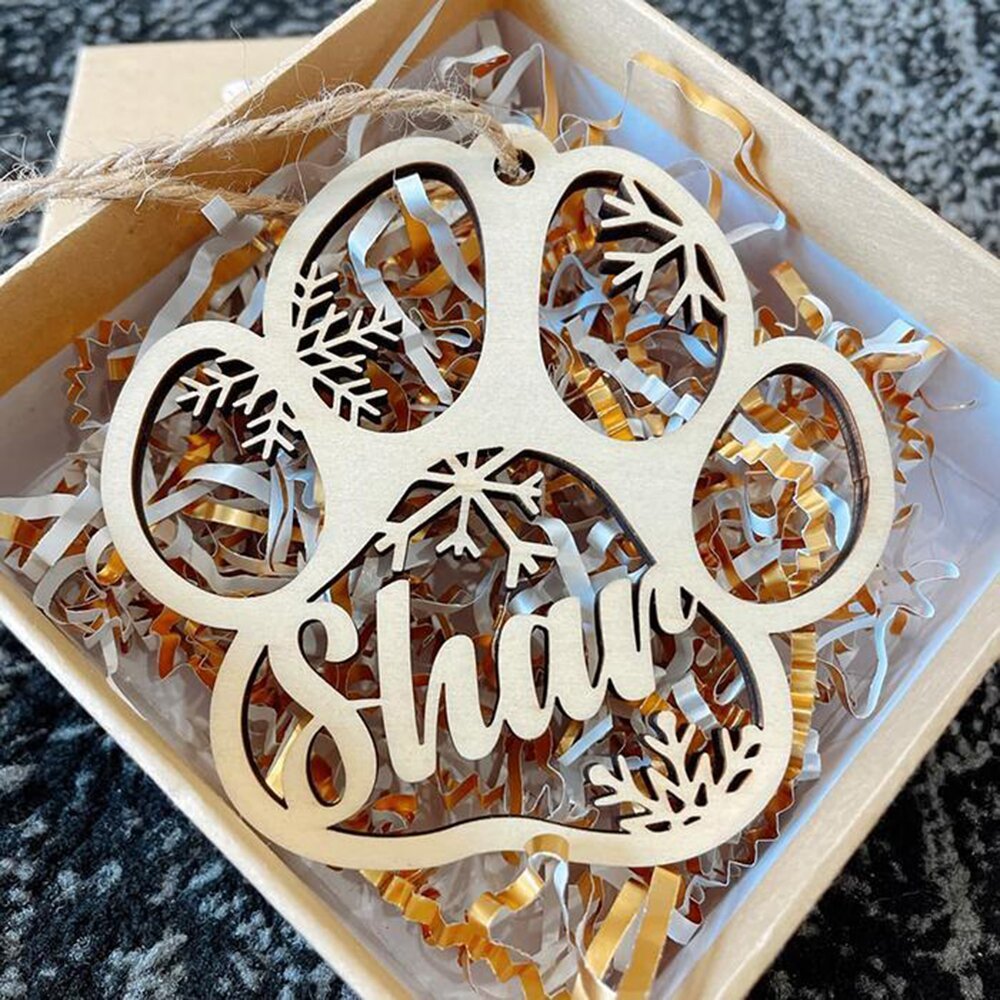 Navidad-Ornamento navideño con alas de pata de gato con 1 nombre personalizado