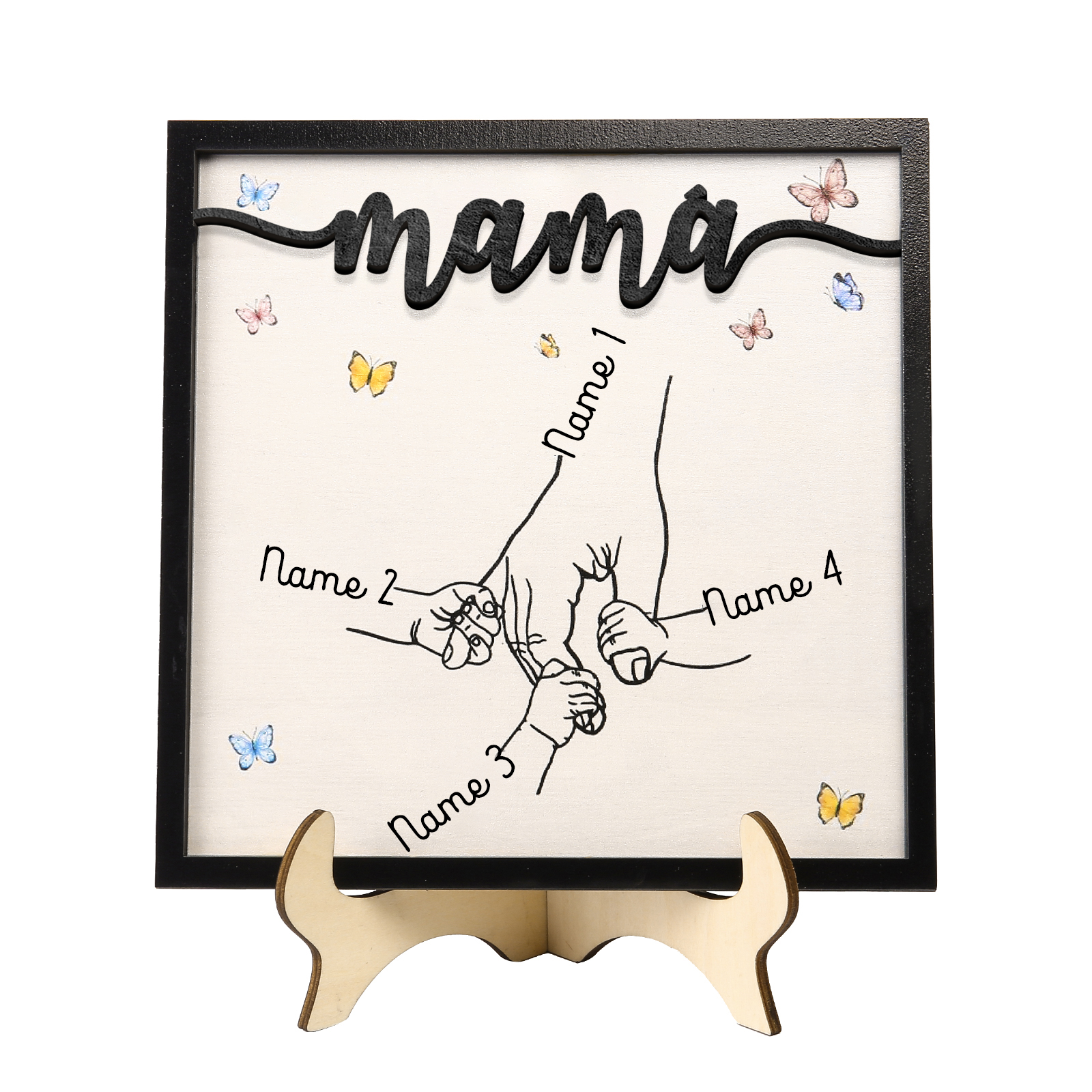 A mi mamá-Adorno 2-7 nombres personalizados decoración de madera mano con manitos-Jessemade ES