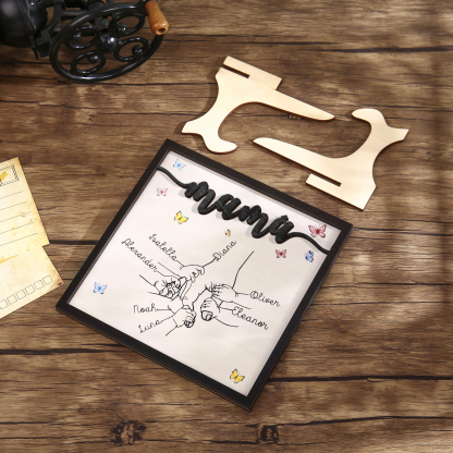 A mi mamá-Adorno 2-7 nombres personalizados decoración de madera mano con manitos-Jessemade ES