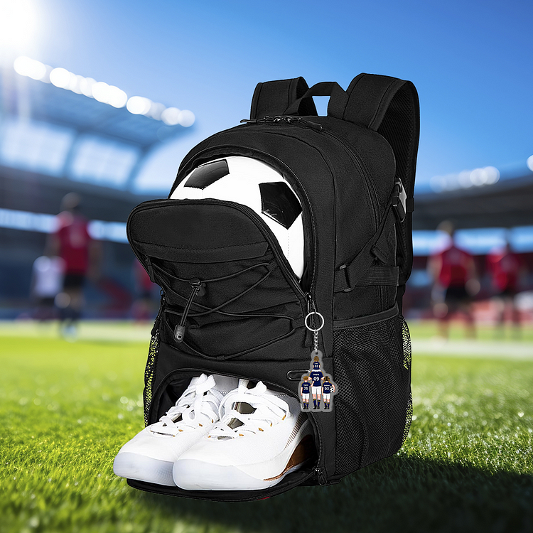Llavero de acrílico fútbol papá y niños 1-4 nombres y personajes personalizados-Jessemade ES