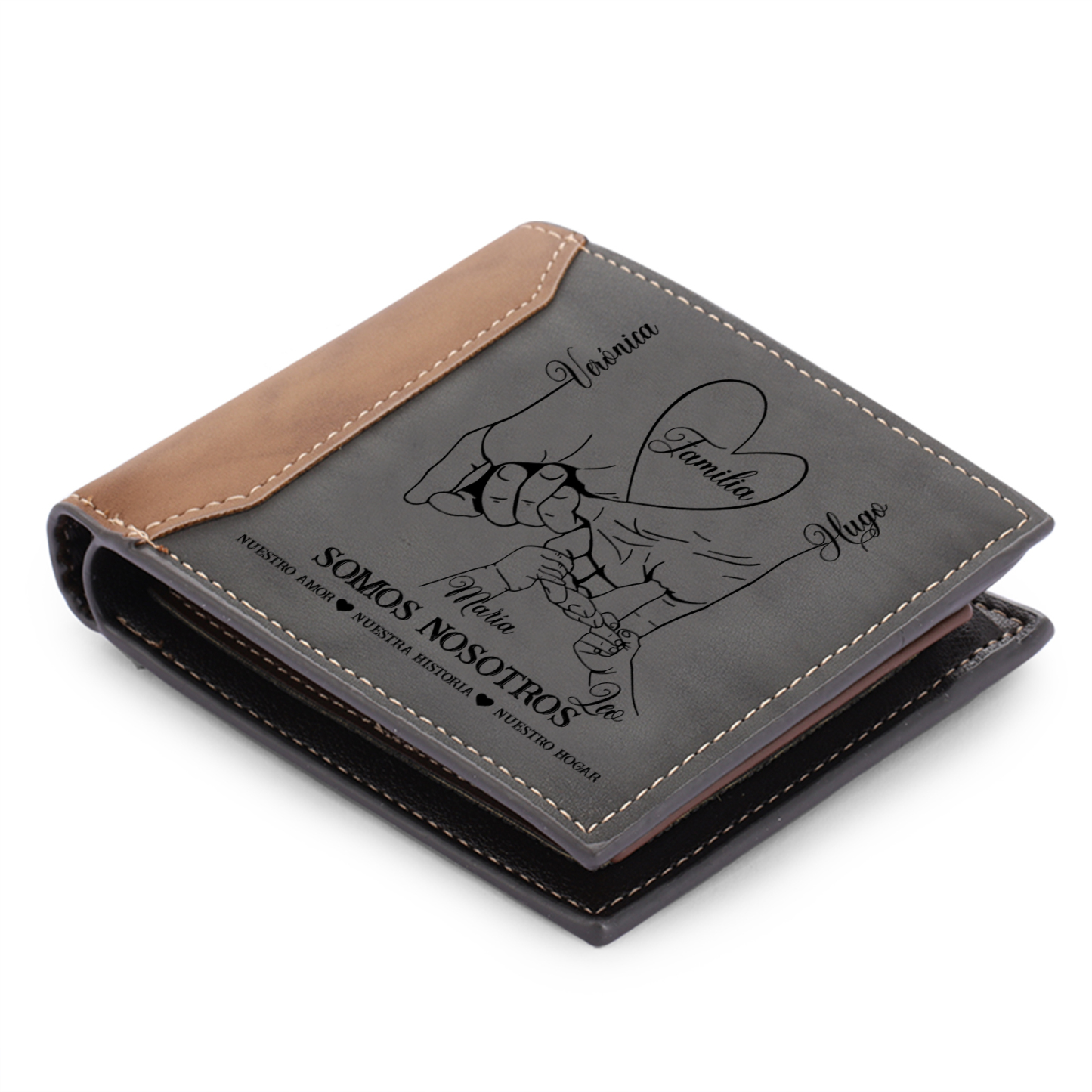 Cartera, billetera clásica 2-6 nombres personalizados mano a mano para hombre monedero-Jessemade ES