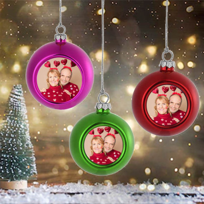 Bola navideña Adorno de Navidad 1 foto personalizada bola colorida