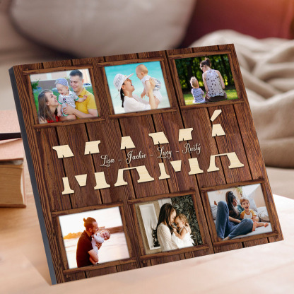 A mi mamá-Lámina marco de madera para mamá personalizado con 1 texto y 6 fotos-Jessemade ES