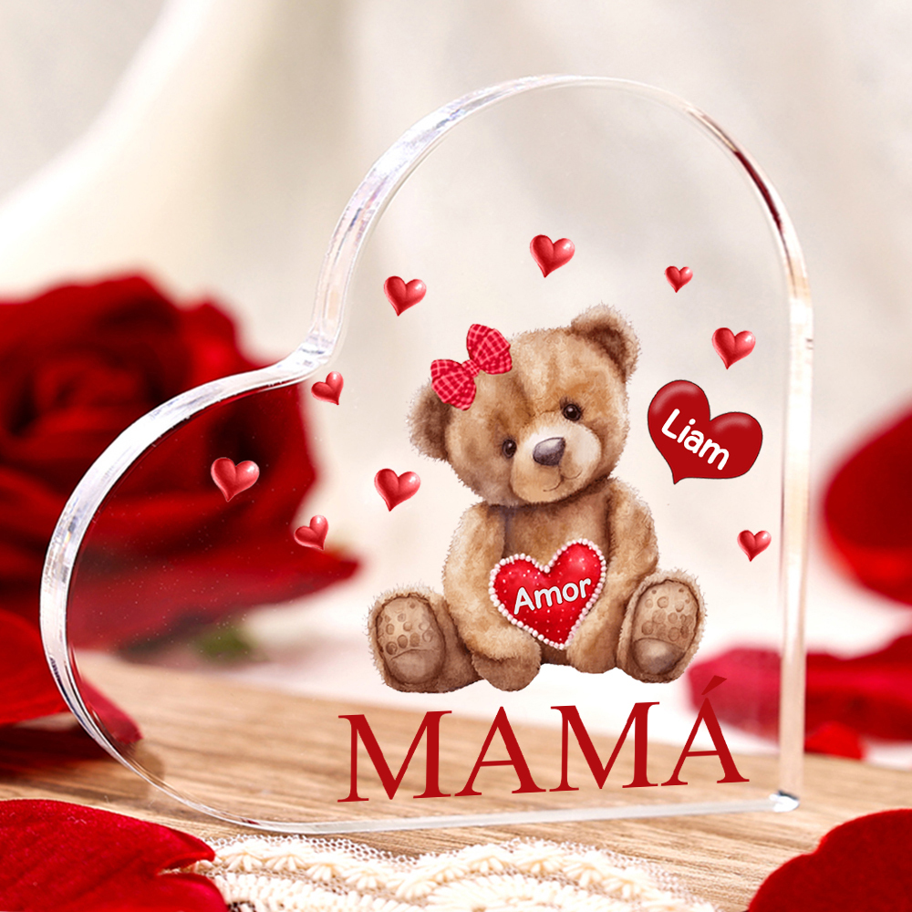 A mi mamá/abuela-Placa de acrílico "Nosotros" en forma de corazón 1 nombre y 1 texto personalizados-Jessemade ES