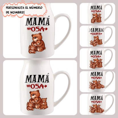 Florero de cerámica mamaosa y sus bebés 2-8 nombres personalizados con texto decoración del hogar-Jessemade ES