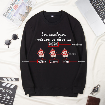 Familia-Sudadera "Muñecos de nieve" 4 nombres personalizados-Jessemade ES