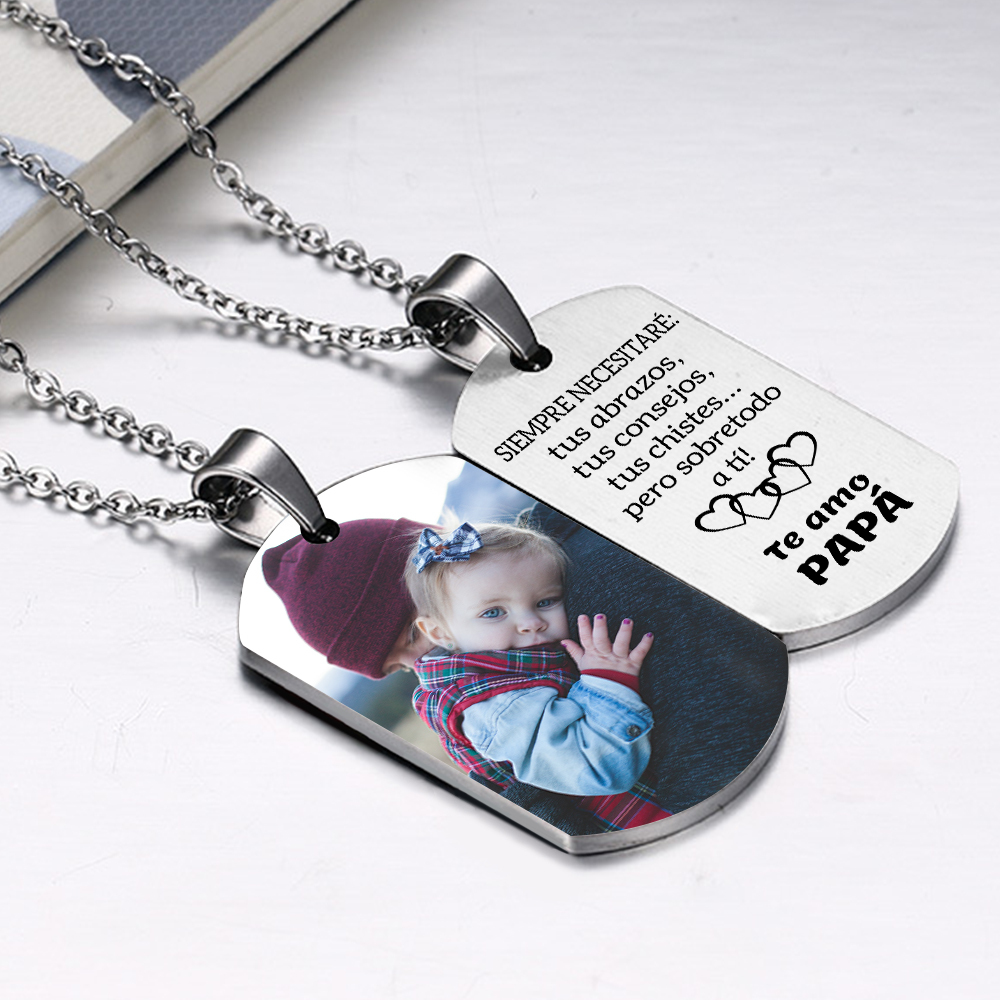 A MI PAPÁ-Collar de placa personalizada con foto-Jessemade ES