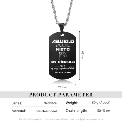 A MI ABUELO-Collar vínculo entre abuelo y nieto de placa personalizada con 1 texto-Jessemade ES