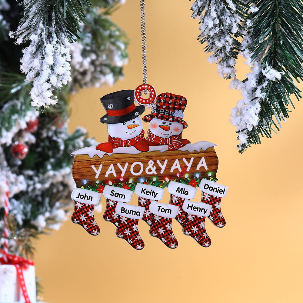 Navidad-Ornamentos Navideños de Acrílico Muñecos de Nieve 8 Nombres con Texto Personalizados