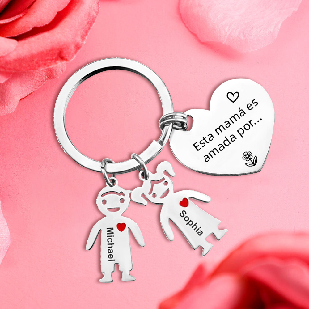 A mi mamá - Llavero con 2 nombres personalizados en "niños"-Jessemade ES