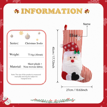 Adornos de medias navideñas con muñeco Bolsa de regalo 1 Nombre personalizado-Jessemade ES
