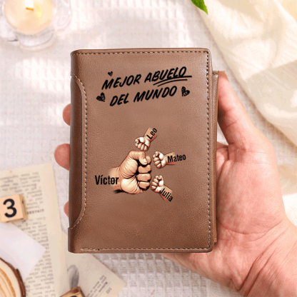 Cartera de hombre personalizada con nombres y puños para papá/abuelo