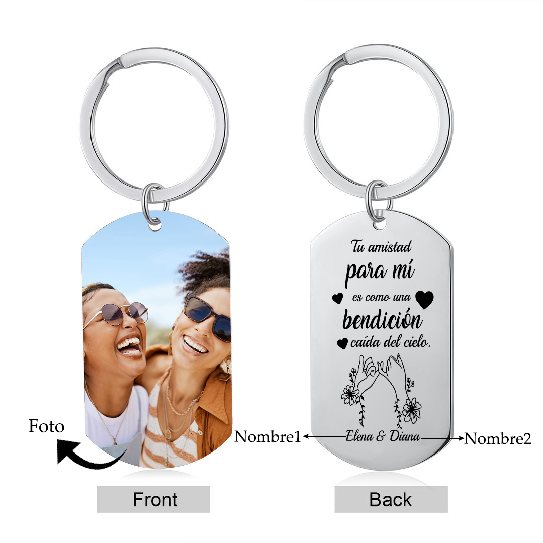 A mi amiga - Llavero con 2 nombres personalizados con foto-Jessemade ES