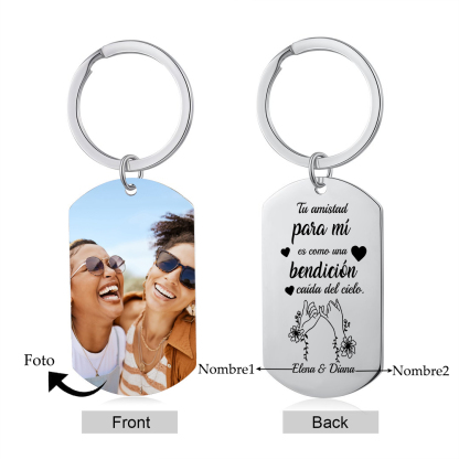 A mi amiga - Llavero con 2 nombres personalizados con foto-Jessemade ES