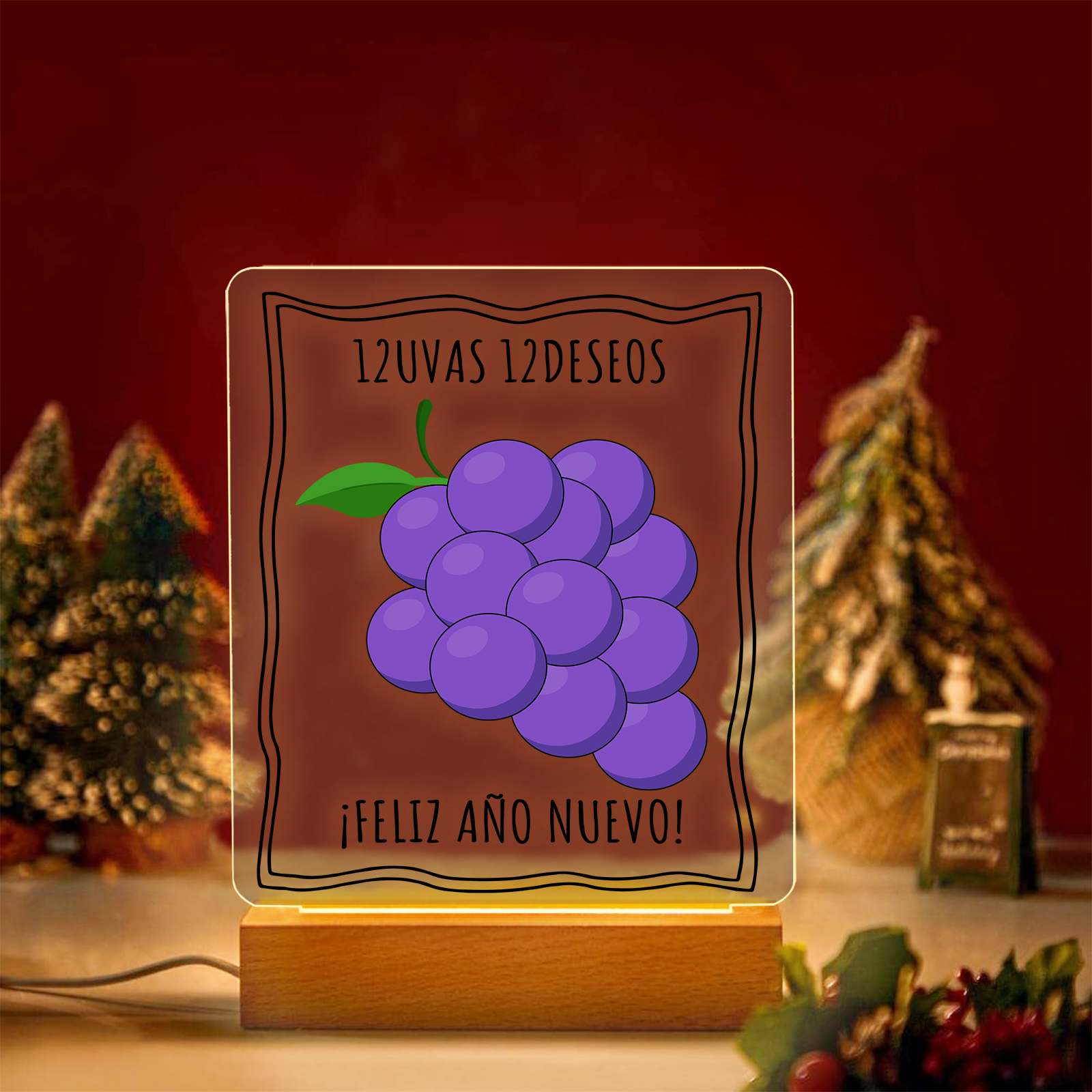 Navidad-Lámpara Luz de Noche LED Año Nuevo Doce Uvas Doce Deseos-Jessemade ES