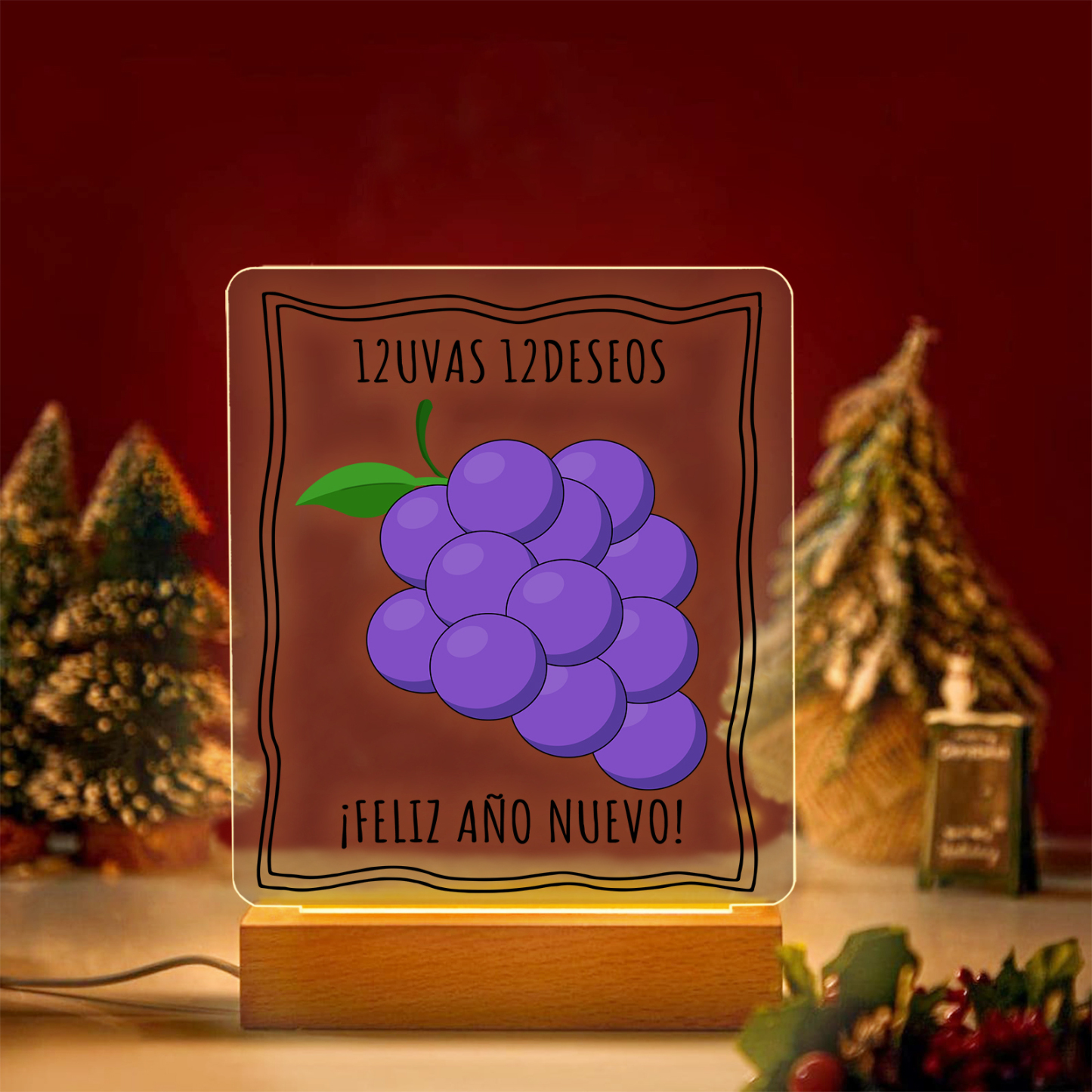 Navidad-Lámpara Luz de Noche LED Año Nuevo Doce Uvas Doce Deseos-Jessemade ES
