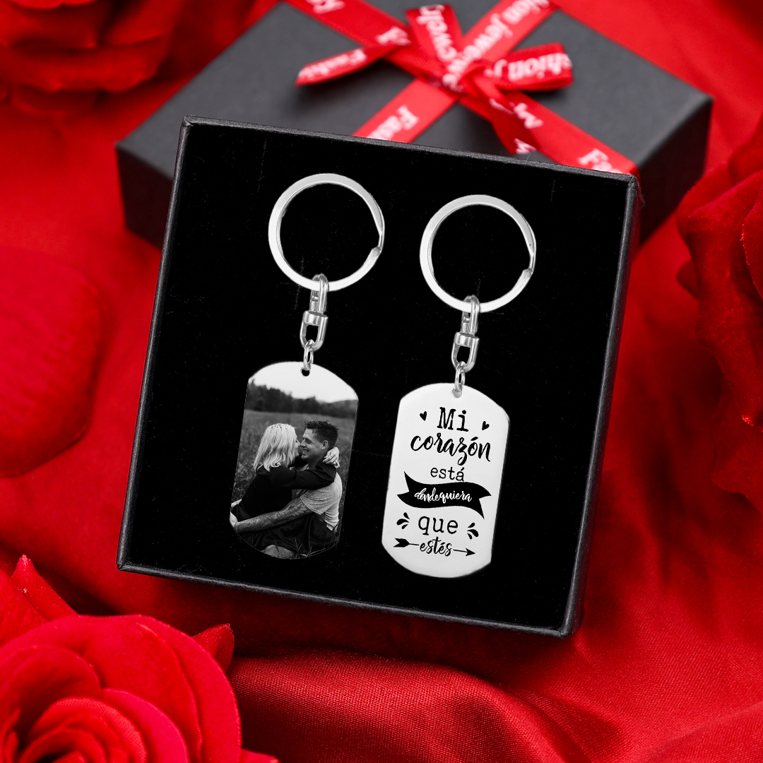 Llavero para pareja personalizado con 1 foto -Jessemade ES