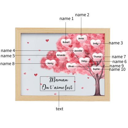 Marco con LED Árbol de la Vida 1-10 Nombres Personalizados con 1 Texto-Jessemade ES