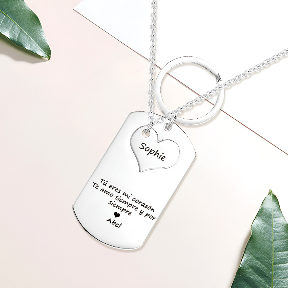 Collar y Llavero Combinación 2 nombres personalizadas para pareja-Jessemade ES