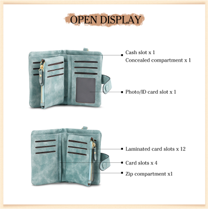 Cartera, billetera con 3 nombres y 1 foto personalizados mano con manito monedero clásico para mujer-Jessemade ES