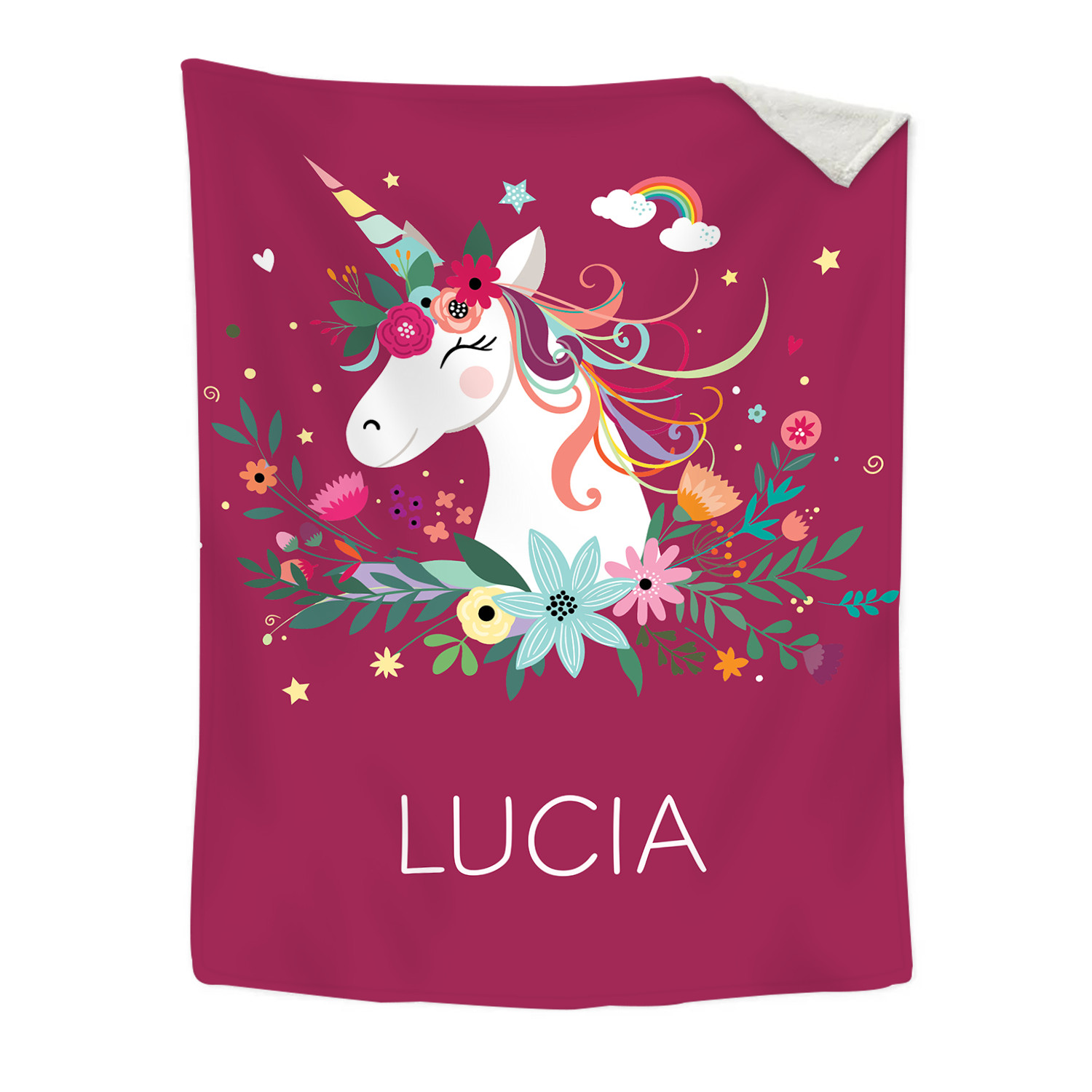 Manta de buen calidad con Unicornio personalizada con 1 nombre-Jessemade ES