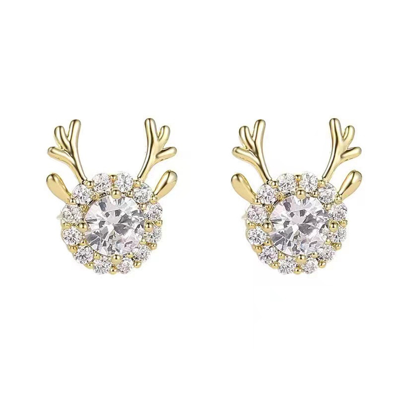 Pendientes de asta de reno con zircon aretes tres colores-Jessemade ES