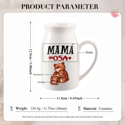 Florero de cerámica mamaosa y sus bebés 2-8 nombres personalizados con texto decoración del hogar-Jessemade ES