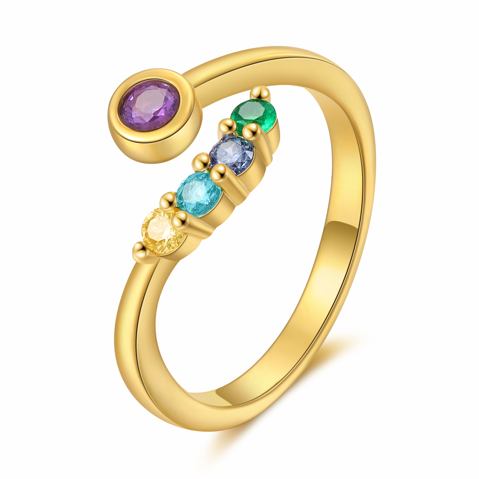 Anillo personalizado con 2-5 piedras de nacimiento anillo ajustable-Jessemade ES