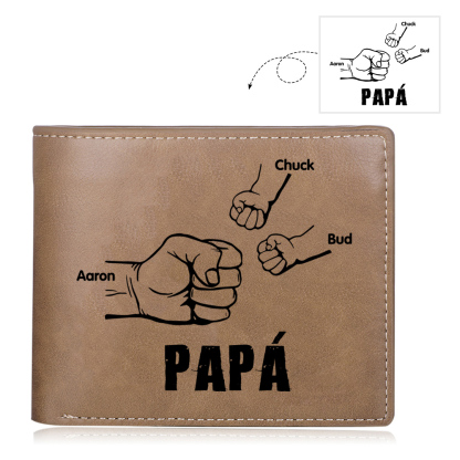 A Mi Papá-Unidad de llavero y cartera con caja personalizados con 3 nombres-Jessemade ES