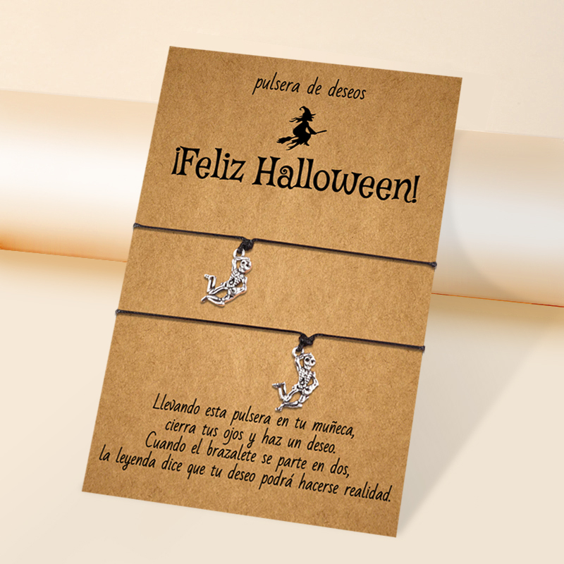 Pulsera de deseos-Unidad de 2 pulseras de esqueleto💀 ¡Feliz Halloween!-Jessemade ES