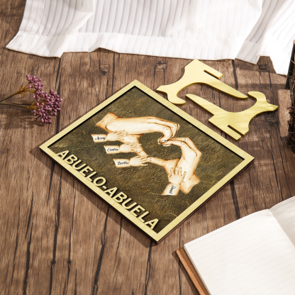 A mi abuela/abuelo-Adorno 2-8 nombres personalizados decoración de madera mano con mano-Jessemade ES