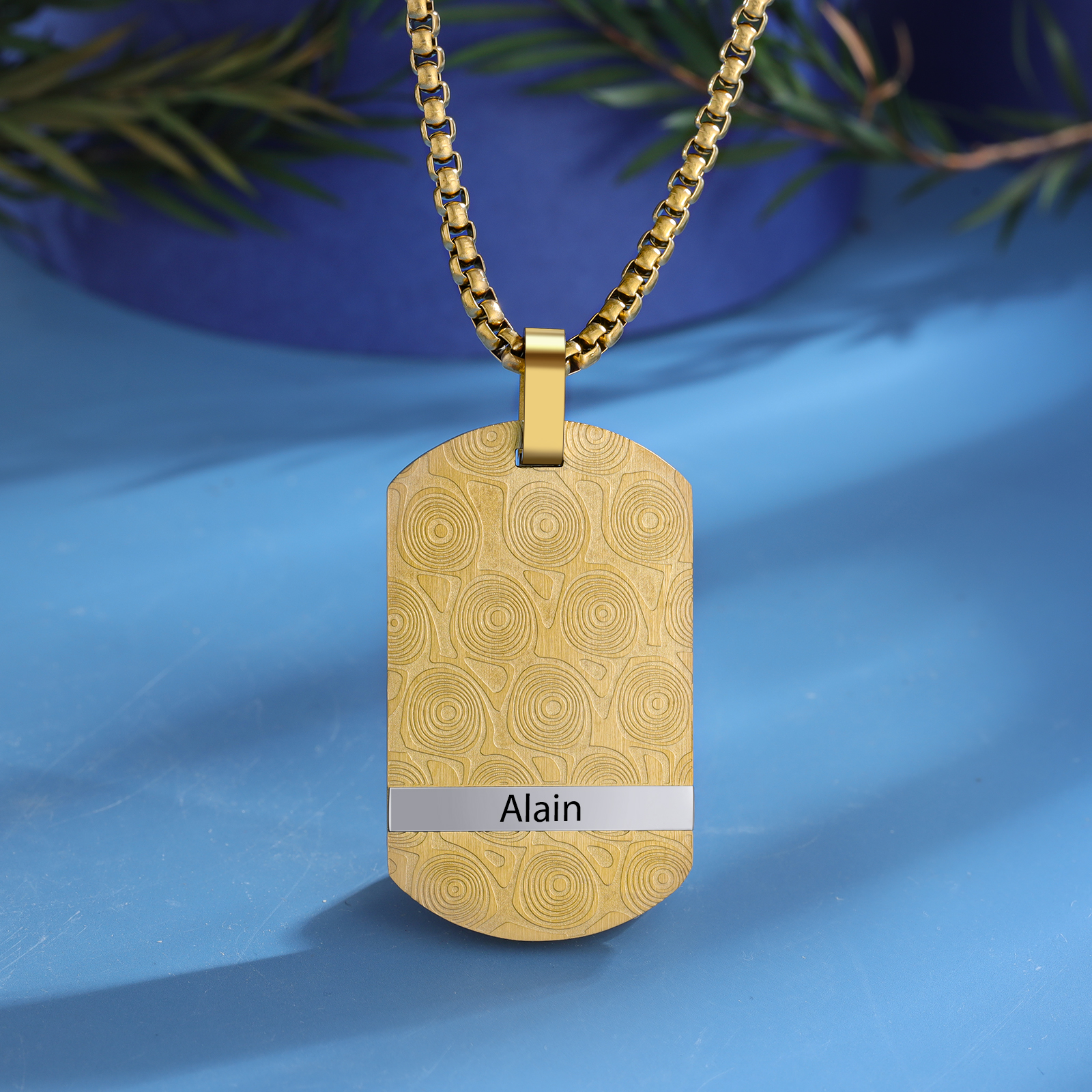 Collar de placa personalizado con 1 nombre para hombre-Jessemade ES