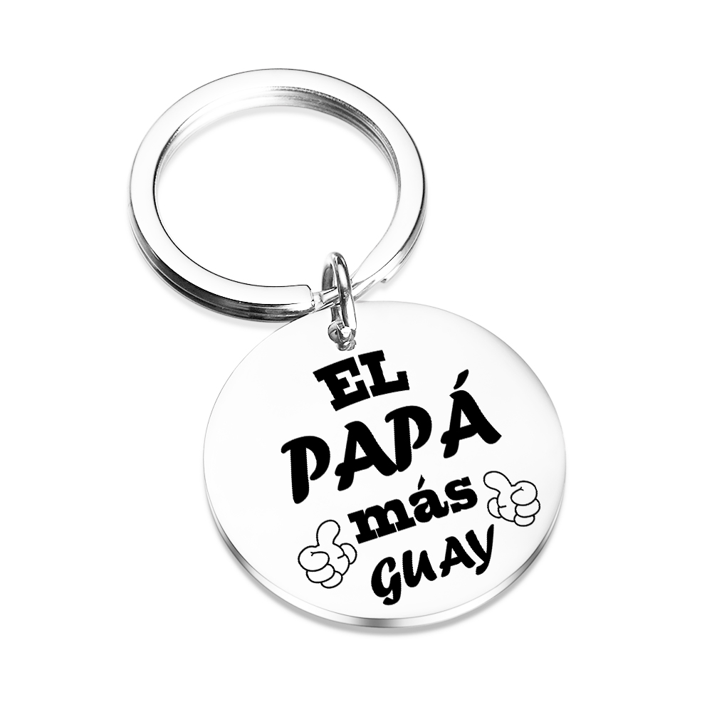 A mi papá-Llavero de placa redonda "papá más guay"-Jessemade ES