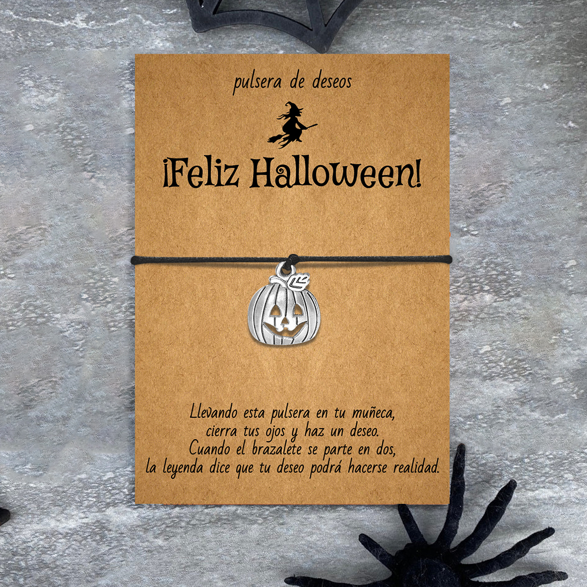 Pulsera de deseos-Unidad de pulsera y tarjeta de calabaza🎃 ¡Feliz Halloween!-Jessemade ES