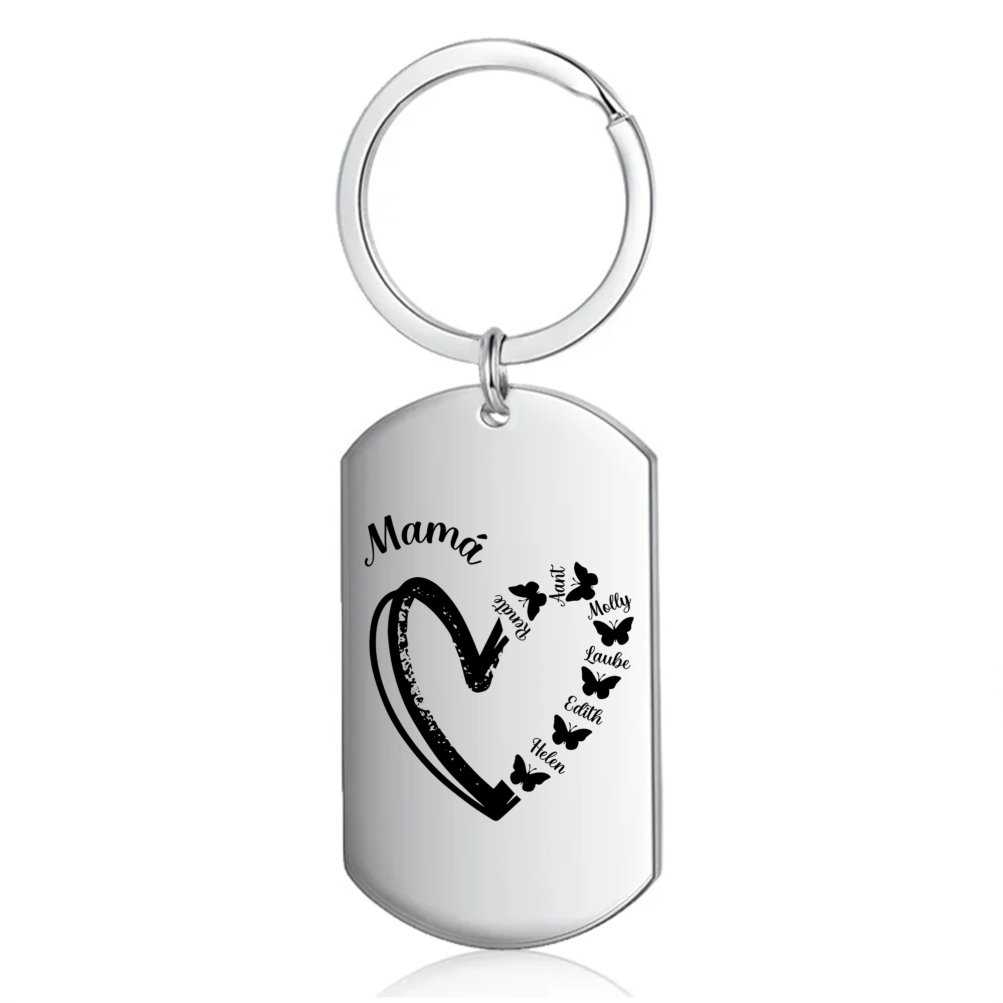 A mi mamá-Llavero 1-6 Nombres Personalizados CORAZÓN Y MARIPOSAS-Jessemade ES