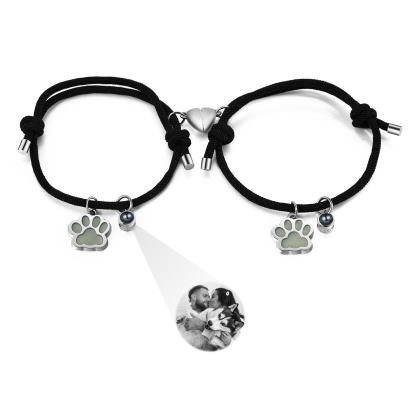 Pulsera para pareja con proyección de foto con dije de corazón magnético-Jessemade ES