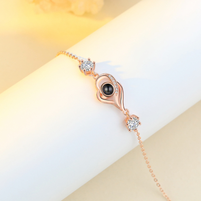 Pulsera con proyección de foto en color para mujer dije de corazón, Brazalete de proyección-Jessemade ES