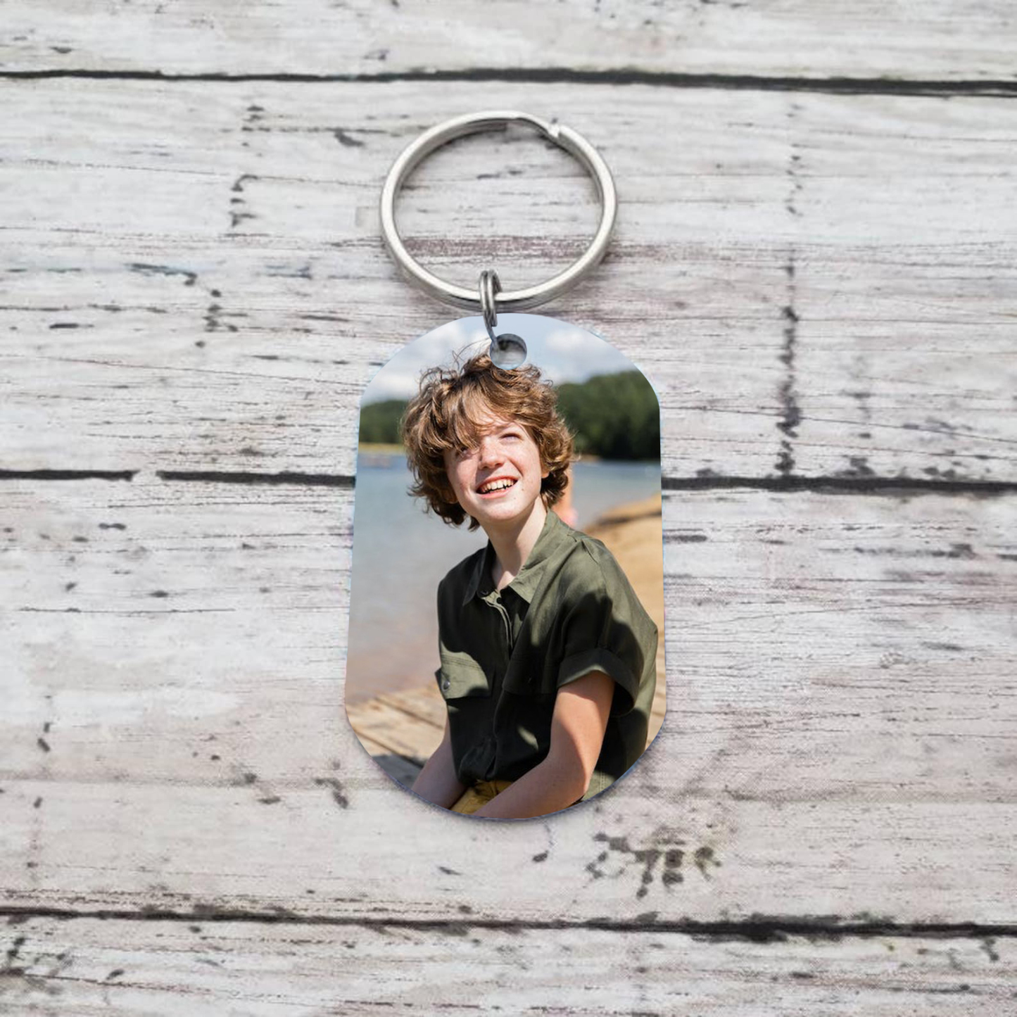 A mi hijo-Llavero de placa "¡Te quiero!" de padres personalizado con 1 foto-Jessemade ES