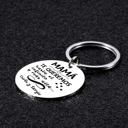 A mi mamá - Llavero de placa redonda "infinito" con 1 texto personalizado-Jessemade ES
