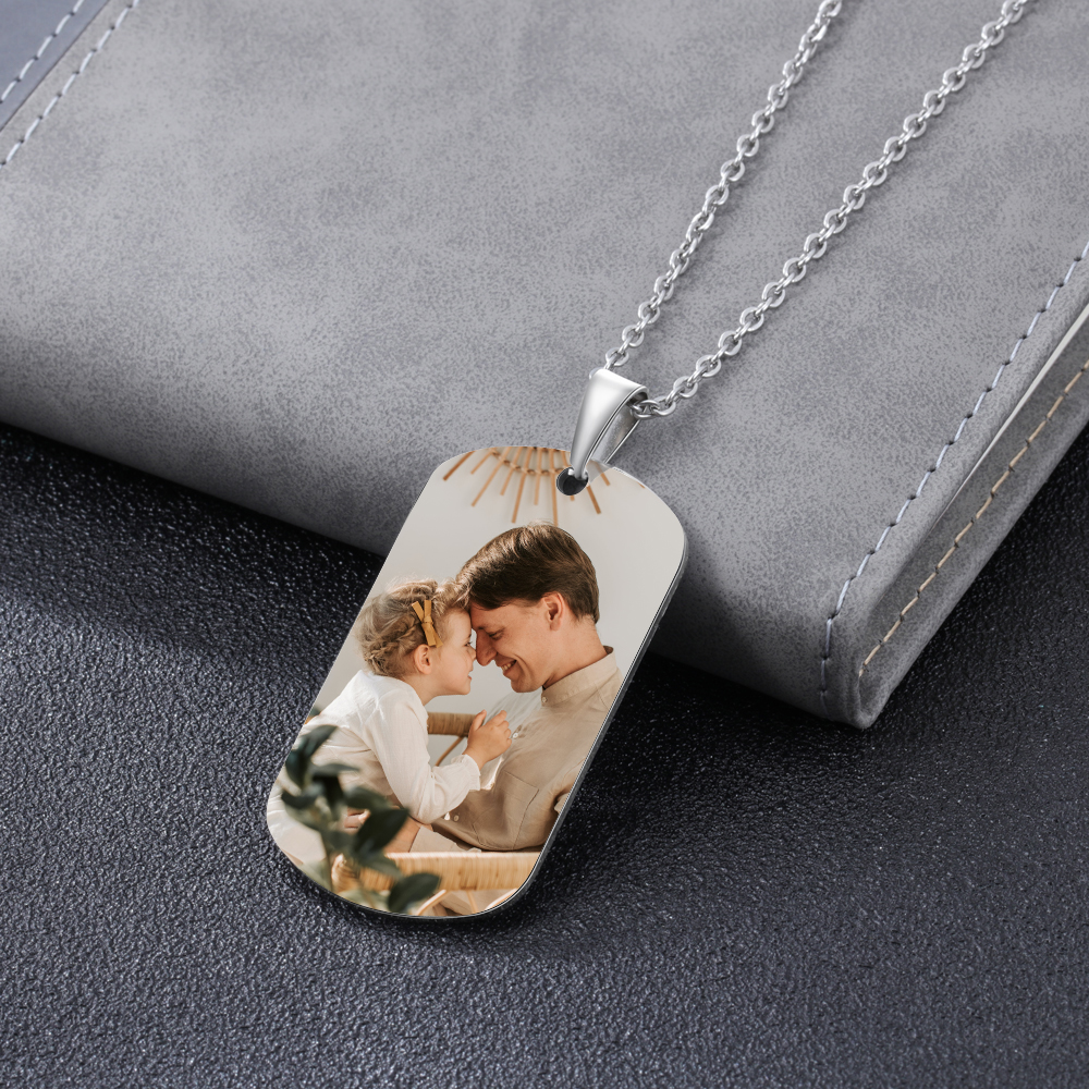 A MI PAPÁ-Collar "mano y manito" de placa personalizada con 2 nombres y foto-Jessemade ES