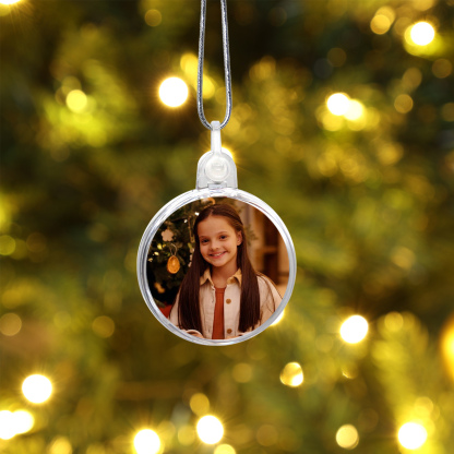 Navidad-Ornamento navideño medalla redonda con 1 foto personalizada adorno del árbol